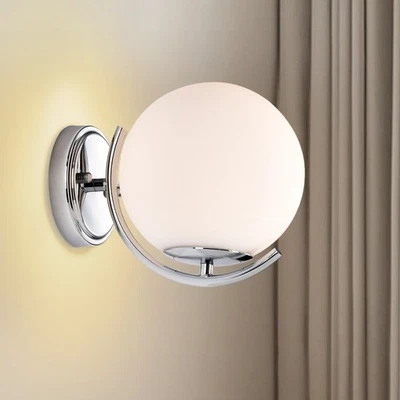 Wall Sconce Light Fixture Chrome Mid-Century Modern Globe Glass Wall Lamp - Image 1 of 4