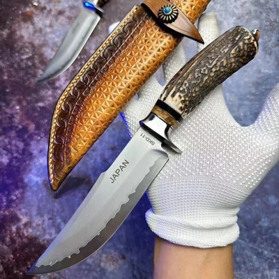 Cuchillo de caza japonés Skd-11 hecho a mano cuchillo Bowie de supervivencia cuerno espiga completa Foto 1 de 4