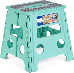 Folding Step Stool Plastic Foldable Stools Non Slip Dot Surface 13" 16" 17.5" - Picture 1 of 37
