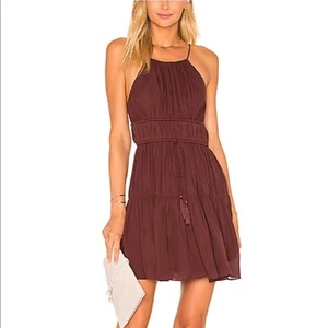Cinq a Sept Lotus Silk A-Line Sleeveless Dress Burgundy Tiered Sz XS  - Picture 1 of 14