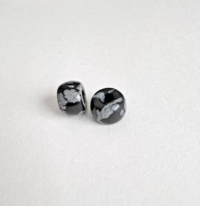 Carolina Bucci Forte Precious Beads 2 Total Snowflake Obsidian Black Grey Spots - Picture 1 of 4