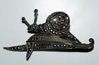 Vintage Art Deco Snail Brooch Sterling Silver Marcasite Costume Jewelry 1930 