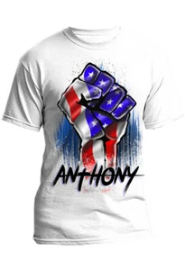 Airbrush Painted e BLM American Flag Hoodie Shirt Hat Backpack Tag Mug Coaster - Picture 1 of 12