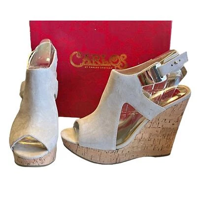 Carlos Santana SANDALIA ALPARGATA 9.5 ZAPATOS Malor Eslinga Plataforma Cuña Caja Foto 1 de 4