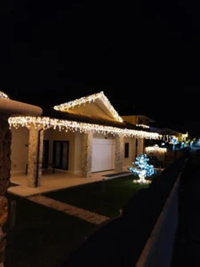 Tenda Luminosa Natale 92 LED da 3MT Prolungabile Esterno Luce Calda + Flash - Foto 1 di 7