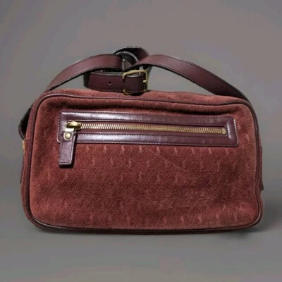 Auténtico bolso para cámara Saint Laurent YSL gamuza monograma borgoña Foto 1 de 4