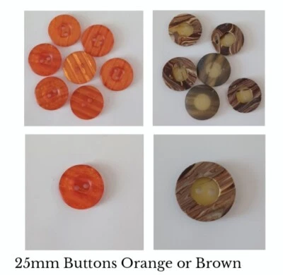 25mm Buttons, Orange Colour, Brown/Cream Swirl Pack Of 5,10,25 - Image 1 of 4