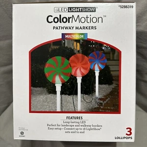 Gemmy Lightshow 3-Marker Multicolor Lollipop Christmas Pathway Markers - Picture 1 of 3