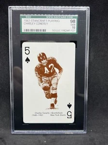 1963 Stancraft Playing Cards Charley Conerly 5 Of Spades SGC GEM MT 10 - Picture 1 of 2