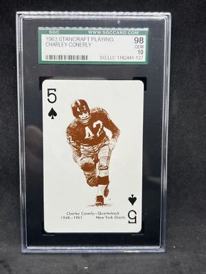 1963 Stancraft Playing Cards Charley Conerly 5 Of Spades SGC GEM MT 10 - Image 1 of 2