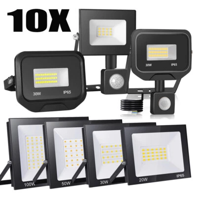 10W 20W 30W 50W 100W LED Fluter Mit Bewegungsmelder Garten Strahler Scheinwerfer - Bild 1 von 4