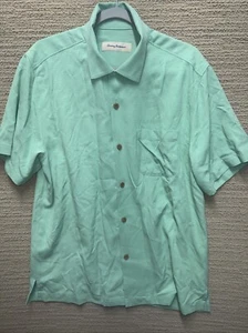 Tommy Bahama Herren Kurzarm Mintgrün Gr. M Knopfleiste 100% Seide Strand - Bild 1 von 16