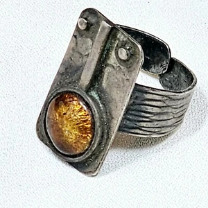Modernist Ring Inspiration Erste Kunst 925 Silber Emaille großes Feuer verstellbar - Bild 1 von 12