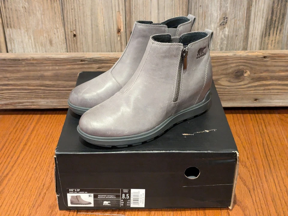 Sorel Evie II Zip Quarry / Grill NL5025-052 Women's Size 8.5 Medium