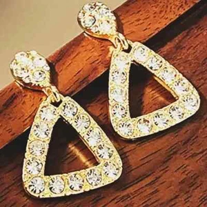 Orecchino donna goccia taglio tondo diamante creato in laboratorio placcato oro giallo 14 kt 2 ct - Foto 1 di 7