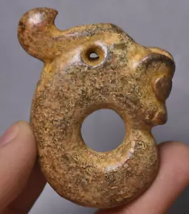 5CM Hongshan Culture Old Jade Carving Yu Pig Dragon Hook Gou Amulet Pendant - Picture 1 of 5