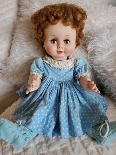 RARE!!! Madame Alexander 1958 Kathleen Doll 23" Flirty Eyes Blue Designer Dress