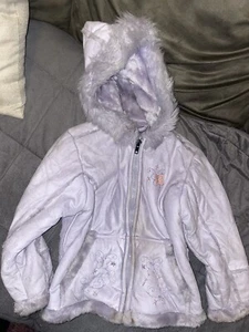 Big Chill Girls Sz. 4t/4 Lavender Purple Faux Suede Hooded Winter Coat - Picture 1 of 5