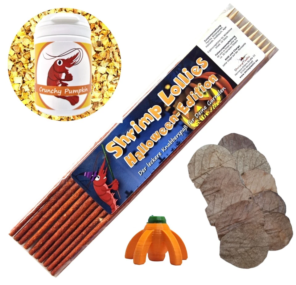 Halloween Futter Set / Shrimp Lollies Seemandelbaum Kürbis Sticks Garnelen - Bild 1 von 1
