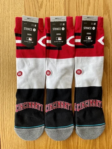 Lot Of 3 CINCINNATI REDS STANCE SOCKS INFIKNIT MLB Red White Black Sz Med Cover