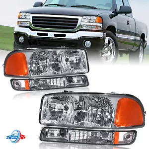 Faros con lentes transparentes luces de parachoques para 99-06 GMC Sierra 1500 Yukon faros - Imagen 1 de 12