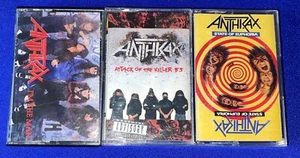 LOT-(3) vintage Anthrax CASSETTE TAPE TESTED State Euphoria/I am Man/Killer B's - Imagen 1 de 3