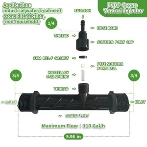 1" PVDF Spezialisierter geeigneter Ozon-Wasser-Mischer! Venturi Tube! Injektor! - Bild 1 von 3