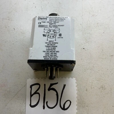 DAYTON 6X601N TIME DELAY RELAY 1-15MIN 10AMP, Small Crack- ECS - Image 1 of 4