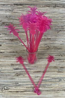 20 Pink Pineapple Swizzle Sticks 9.5" tall Great 4 Adult Beverages Cocktail Tiki - Image 1 of 4