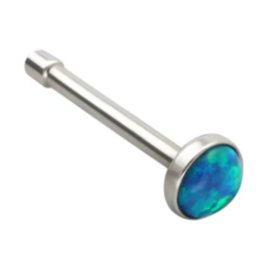316L手术钢蓝色蛋白石鼻钉骨杠铃身体穿孔首饰20克 — 第 1/4 张图片
