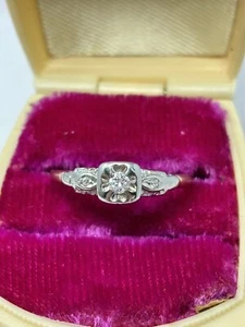 Antiker edwardianischer 14k Gold und Diamantring Größe 7 - Bild 1 von 9