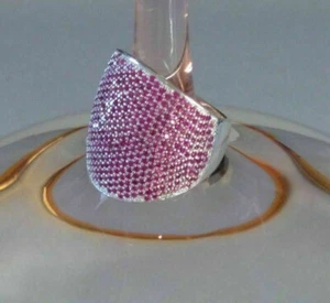 Lab Created Round Pink Lab Created Gemstone Women's Wedding Cocktail Party Ring - Picture 1 of 10