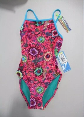TYR The Finals Women Dynamite Foil Swimsuit Pink/multi Flutterback - Size 36 New - Image 1 of 4