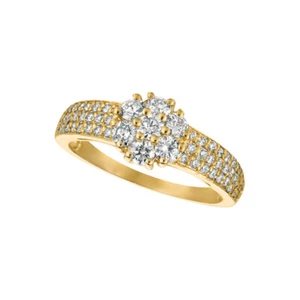 1,00 Karat natürlicher Diamant Blume Cluster Ring G-H SI 14K Gelbgold - Bild 1 von 4
