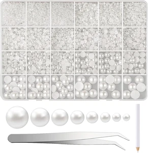 12000 Pezzi Di Perle Piatte Posteriori 8 Dimensioni Perline Perline a Metà Perla - Foto 1 di 12