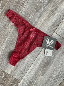 WACOAL Perizoma Mutandine Donna M Lingerie Pizzo Y2K Rosso Rubino Bloomingdale’s Nuovo con etichette - Foto 1 di 11
