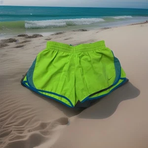 Nike Dri-Fit Athletic Running Shorts Size XL Girls Youth Neon Green Aqua - Picture 1 of 24
