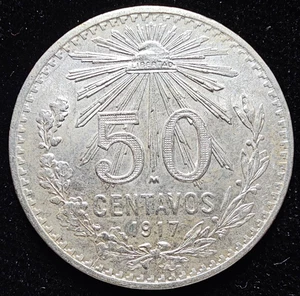 México 1917 50 centavos .800 plata BU KM 445 (A095) - Imagen 1 de 2
