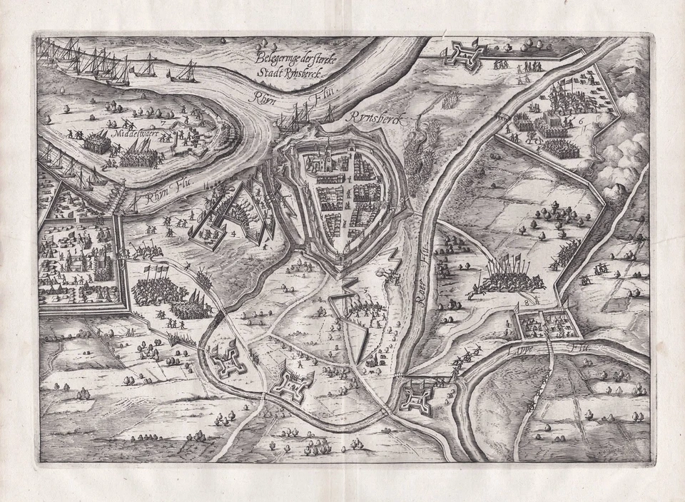Moers Nordrhein-Westfalen plan Karte map engraving Orlers Kupferstich 1615 - Bild 1 von 1