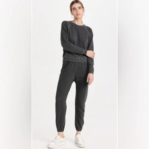 The Great. Stadium Sweatpants in Washed Black Jogger Lounge Sz:1/Small FLAWED - Picture 1 of 13