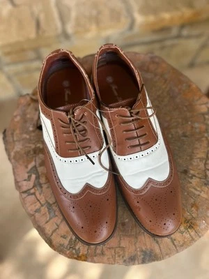 Ferro Aldo Mens Wingtip Oxford Brown and White Arthur Dress Shoes Sz 12 - Image 1 of 4