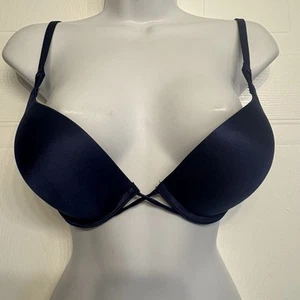 Victoria's Secret Bombshell Plunge Super Pushup BH Gr. 32C Satin Navy Blau - Bild 1 von 7