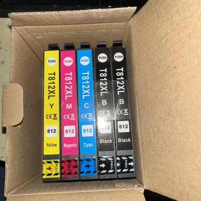 Mileko 5 pack T812XL ink cartridges - 2 Black, Cyan, Magenta, Yellow - Image 1 of 2