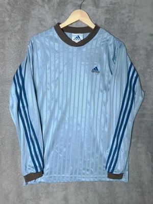 Camiseta deportiva vintage Adidas Goal Keeper para hombre mediana de fútbol azul marrón portero hecha en EE. UU. Foto 1 de 4