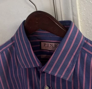 Nueva Camisa de Vestir Thomas ROSA Azul + Rosa = Púrpura L 16,5 X 35 - Imagen 1 de 3