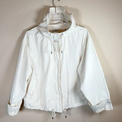 Chaqueta Ligera Grande Marfil Para Hombre Antigua Azul Marino Cremallera Completa Broches con Capucha Bolsillos Foto 1 de 4