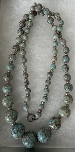 "Antiguo collar de cuentas graduadas Hubbell azul vintage de 1930 20,5""" - Imagen 1 de 7