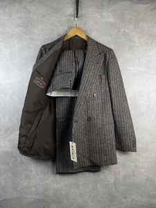 Lubiam Luxury Old Money Wool Stripped Doublebreasted Suit Size 48 Made In Italy - Picture 1 of 19