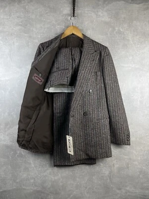 Lubiam Luxury Old Money Wool Stripped Doublebreasted  Suit Size 48 Made In Italy - Image 1 of 4