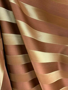 COPPER GOLD Striped Brocade Upholstery Drapery Fabric (110 in.) Sold By The Yard - Picture 1 of 4